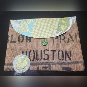 Upcycled burlap hand bag